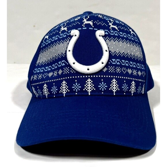 NFL Indianapolis Colts Blue Snapback Christmas‎ Holiday Sweater Winter Hat Cap - Picture 1 of 6